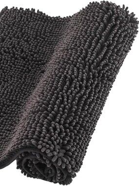 Chenille Bathroom Rugs Non Slip Bath Bathroom Accessories (Dark Brown, 20"x 32")